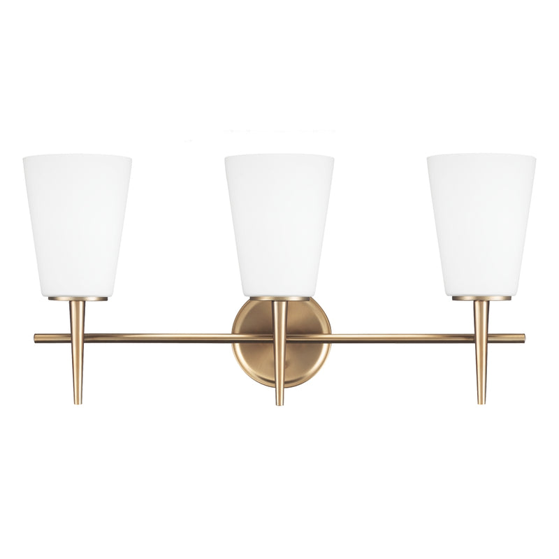 Generation Lighting 4440403-848 Three Light Wall / Bath, Satin Brass