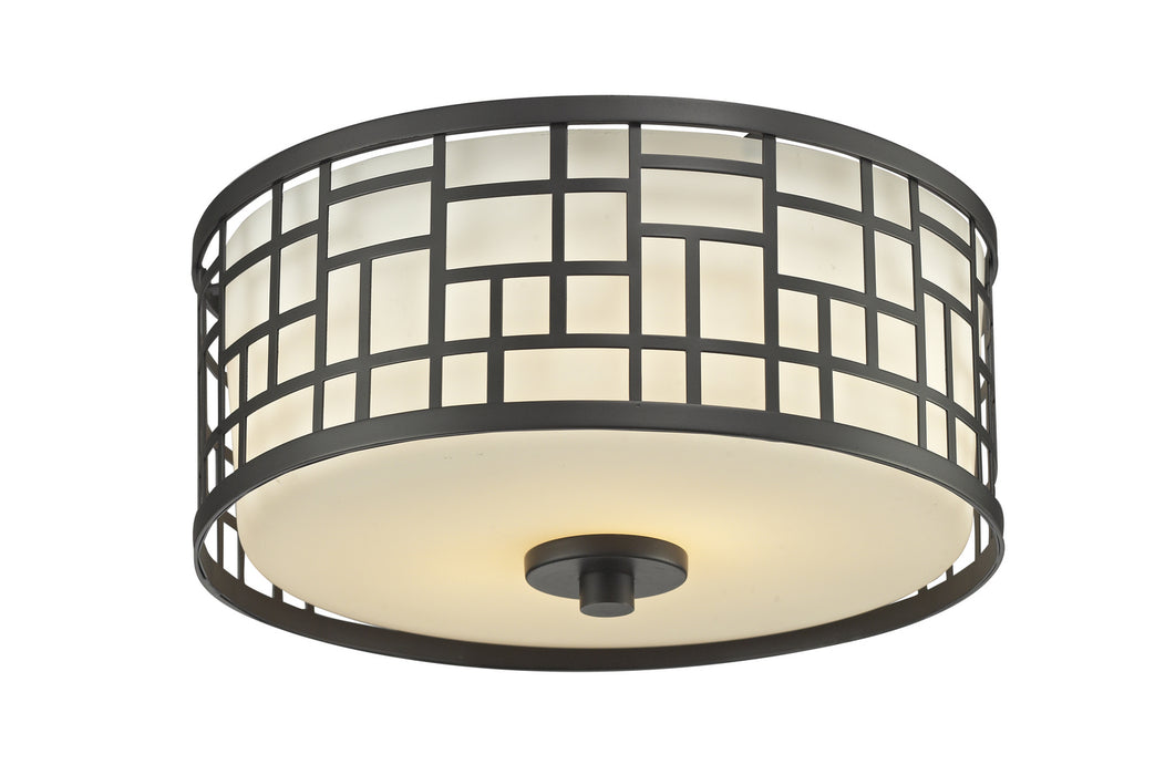 Z-Lite 329F12-BRZ Two Light Flush Mount, Bronze