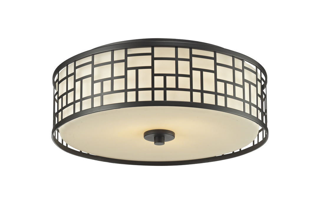 Z-Lite 329F16-BRZ Three Light Flush Mount, Bronze