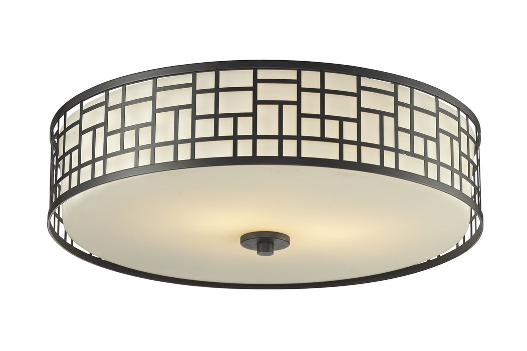Z-Lite 329F20-BRZ Three Light Flush Mount, Bronze