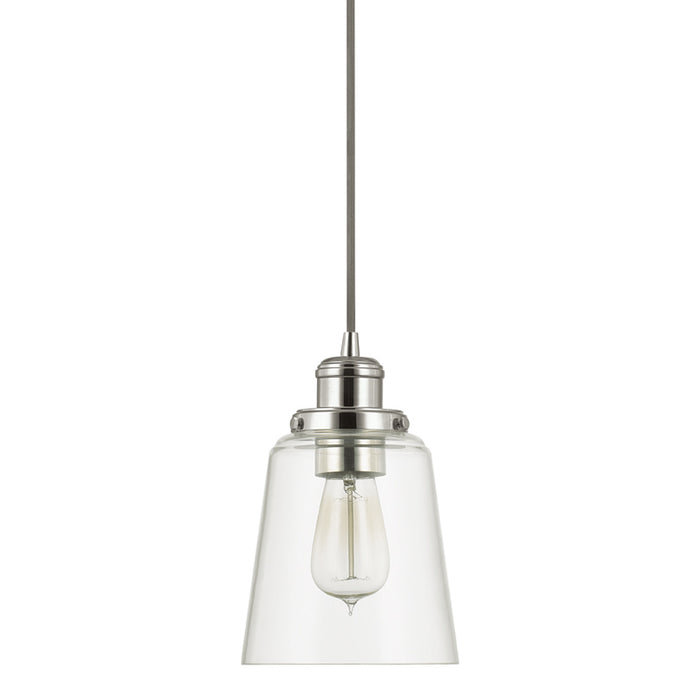 Capital Lighting 3718PN-135 One Light Pendant, Polished Nickel