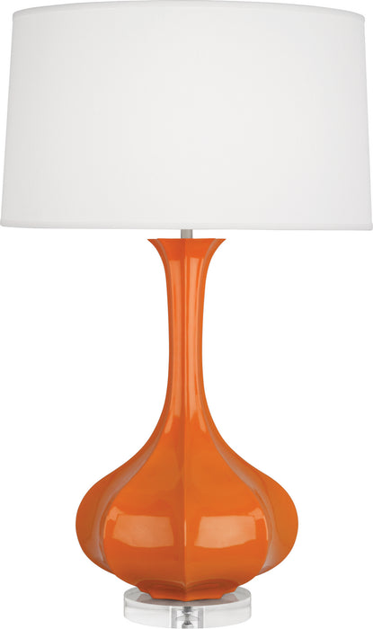 Robert Abbey PM996 One Light Table Lamp, Pumpkin Glazed Ceramic w/Lucite