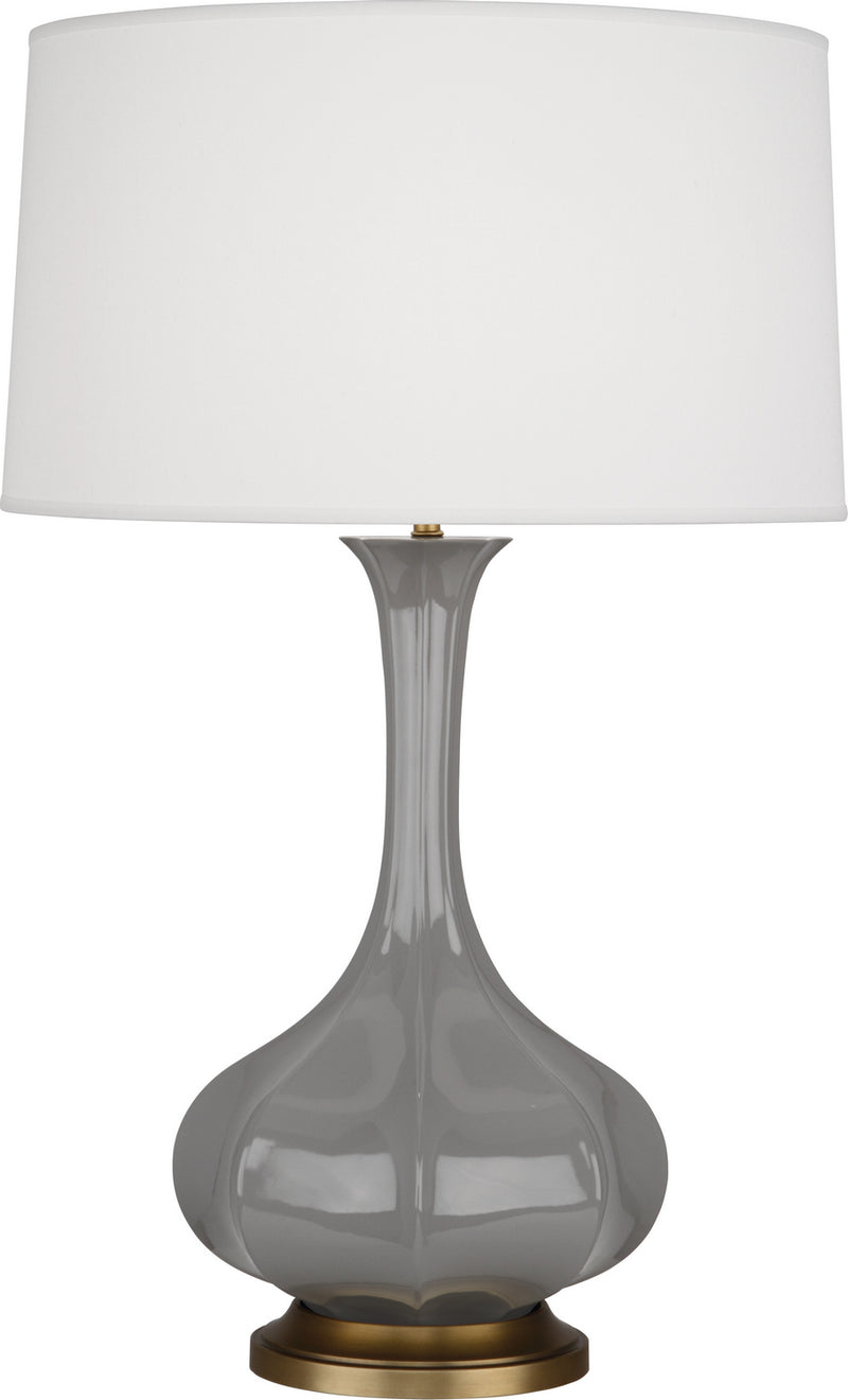 Robert Abbey ST994 One Light Table Lamp, Smoky Taupe Glazed Ceramic w/Aged Brass
