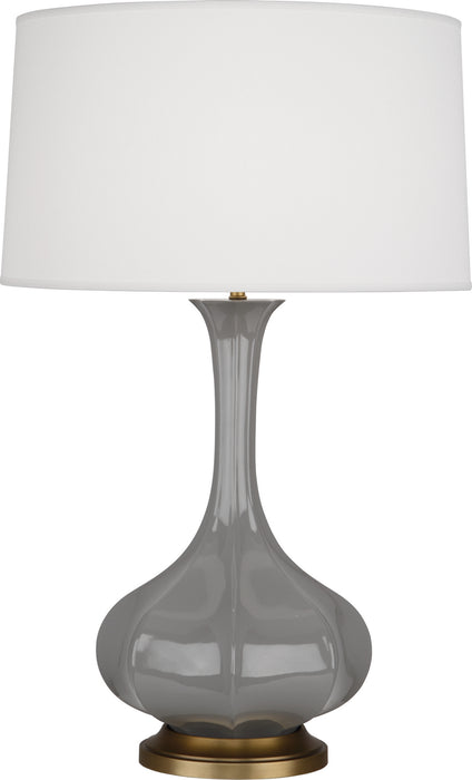 Robert Abbey ST994 One Light Table Lamp, Smoky Taupe Glazed Ceramic w/Aged Brass