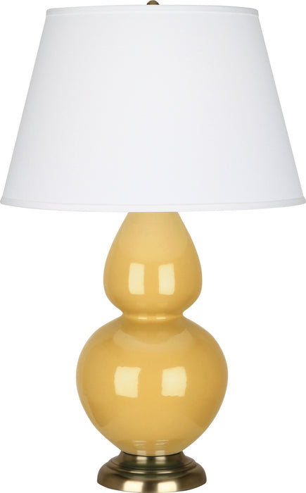 Robert Abbey SU20X One Light Table Lamp, Sunset Yellow Glazed Ceramic w/Antique Brassed