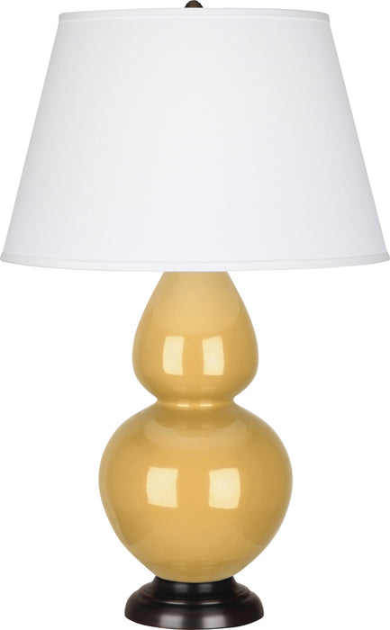 Robert Abbey SU21X One Light Table Lamp, Sunset Yellow Glazed Ceramic w/Deep Patina Bronzeed