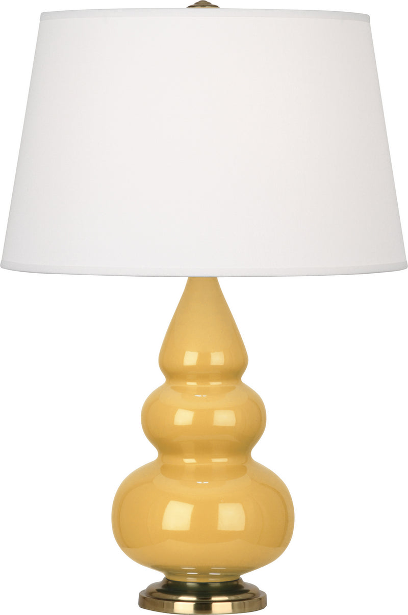 Robert Abbey SU30X One Light Accent Lamp, Sunset Yellow Glazed Ceramic w/Antique Brassed