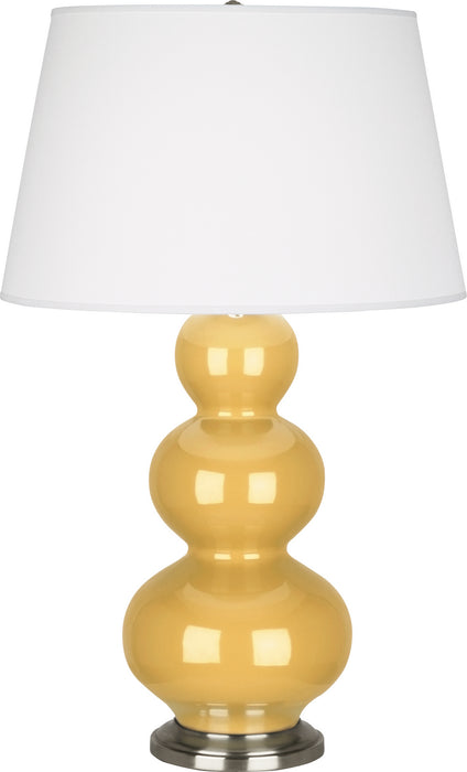 Robert Abbey SU42X One Light Table Lamp, Sunset Yellow Glazed Ceramic w/Antique Silvered