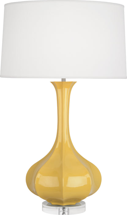 Robert Abbey SU996 One Light Table Lamp, Sunset Yellow Glazed Ceramic w/Lucite