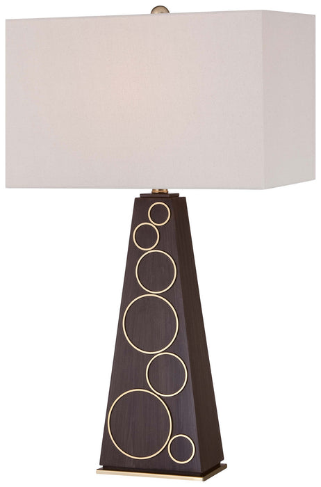 George Kovacs P1610-0 One Light Table Lamp, Dark Walnut With Honey Gold Accents