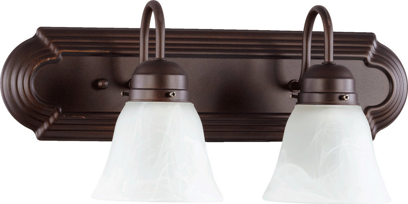 Quorum 5094-2-186 Two Light Vanity, Oiled Bronze w/ Faux Alabaster
