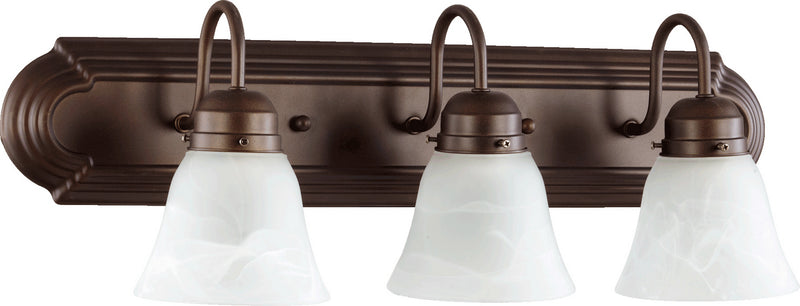 Quorum 5094-3-186 Three Light Vanity, Oiled Bronze w/ Faux Alabaster