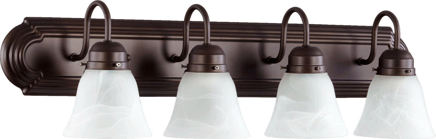 Quorum 5094-4-186 Four Light Vanity, Oiled Bronze w/ Faux Alabaster
