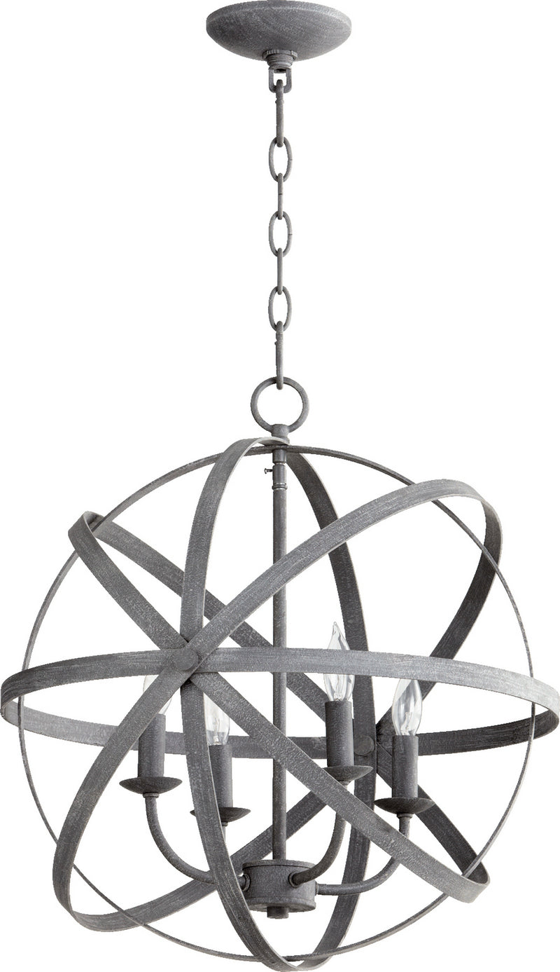 Quorum 6009-4-17 Four Light Chandelier, Zinc