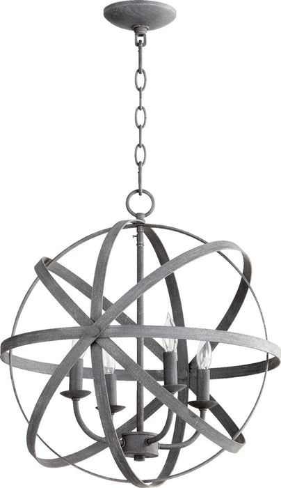 Quorum 6009-4-17 Four Light Chandelier, Zinc