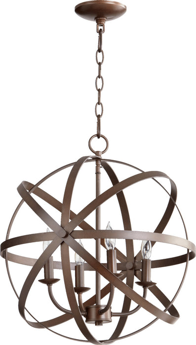 Quorum 6009-4-86 Four Light Chandelier, Oiled Bronze