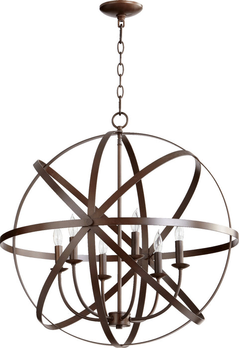 Quorum 6009-6-86 Six Light Chandelier, Oiled Bronze
