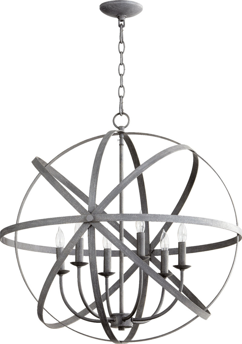 Quorum 6009-6-17 Six Light Chandelier, Zinc