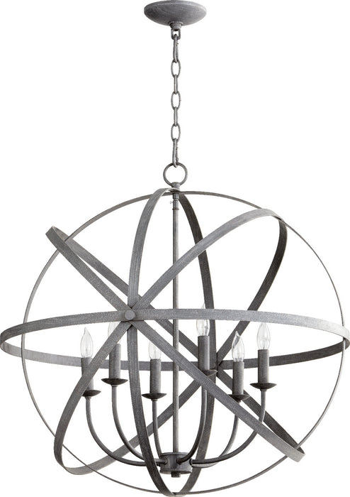 Quorum 6009-6-17 Six Light Chandelier, Zinc