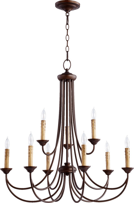 Quorum 6250-9-86 Nine Light Chandelier, Oiled Bronze