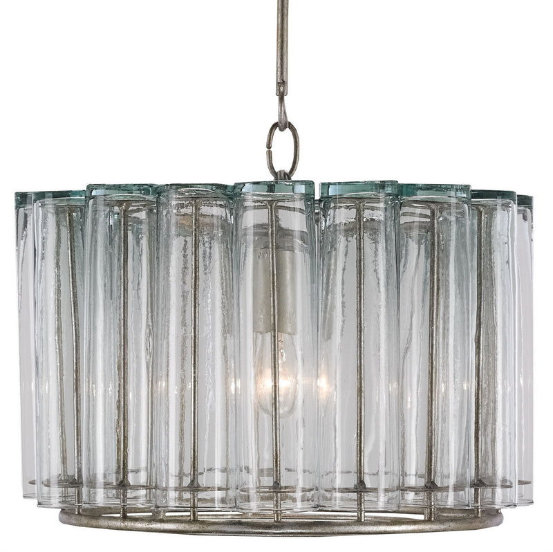 Currey and Company 9375 One Light Pendant, Silver Leaf