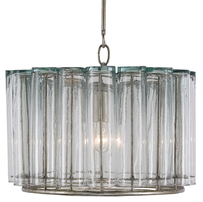 Currey and Company 9375 One Light Pendant, Silver Leaf