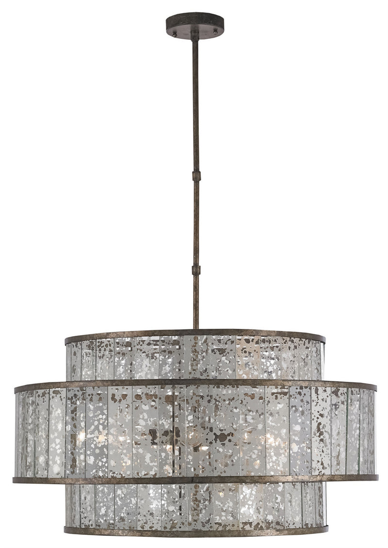 Currey and Company 9454 Eight Light Chandelier, Pyrite Bronze/Raj Mirror