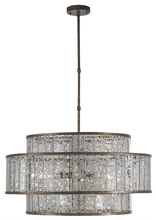 Currey and Company 9454 Eight Light Chandelier, Pyrite Bronze/Raj Mirror