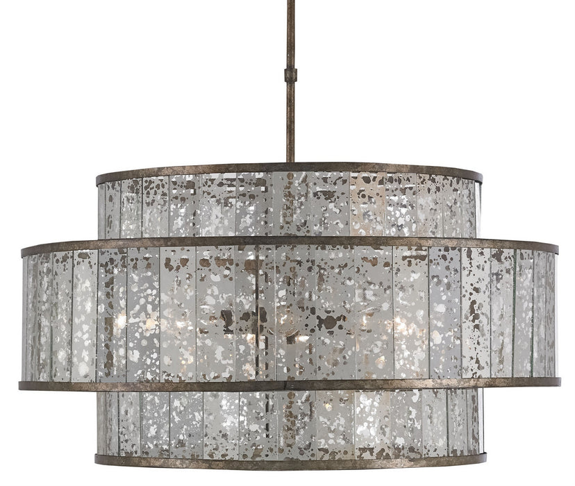 Currey and Company 9454 Eight Light Chandelier, Pyrite Bronze/Raj Mirror