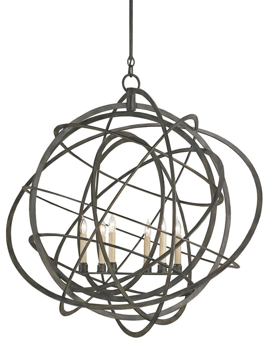 Currey and Company 9488 Six Light Chandelier, Black Iron (Display - Final Sale)