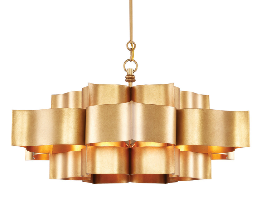 Currey and Company 9494 Six Light Chandelier, Antique Gold Leaf