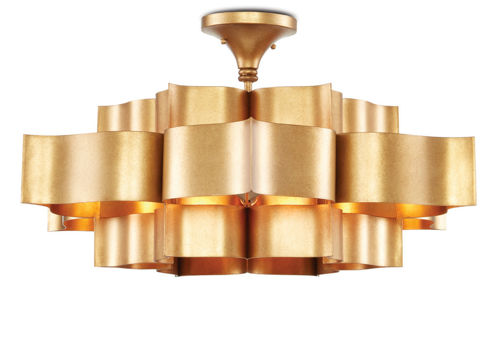 Currey and Company 9494 Six Light Chandelier, Antique Gold Leaf