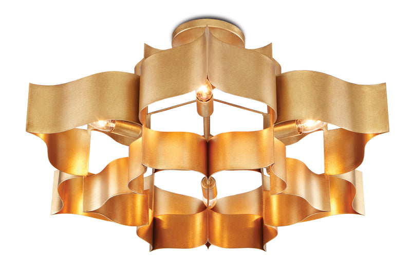 Currey and Company 9494 Six Light Chandelier, Antique Gold Leaf