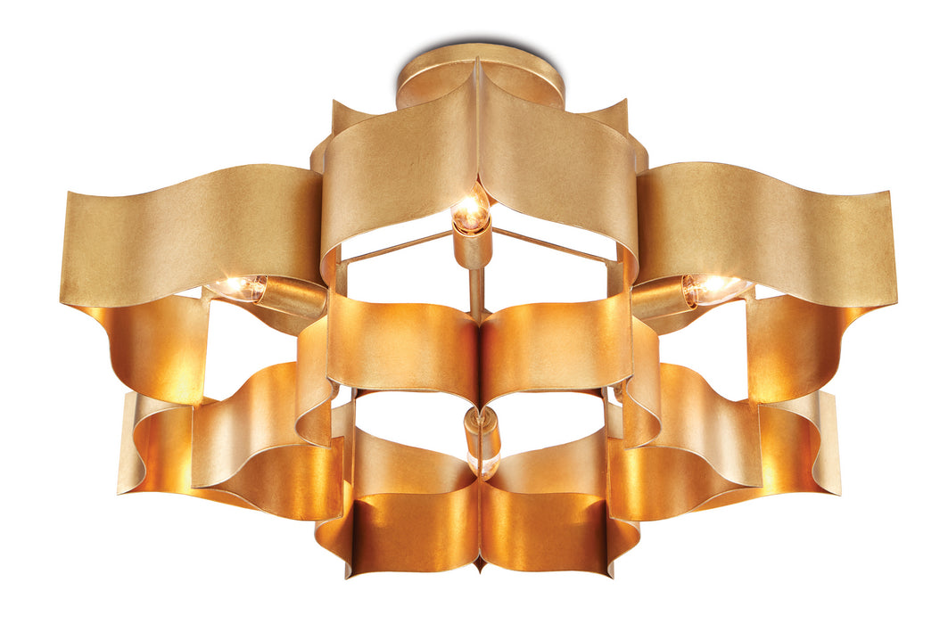 Currey and Company 9494 Six Light Chandelier, Antique Gold Leaf