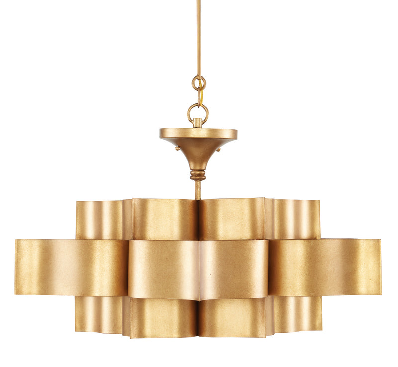 Currey and Company 9494 Six Light Chandelier, Antique Gold Leaf