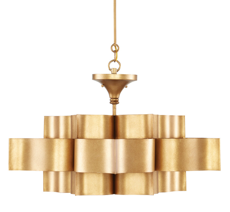 Currey and Company 9494 Six Light Chandelier, Antique Gold Leaf