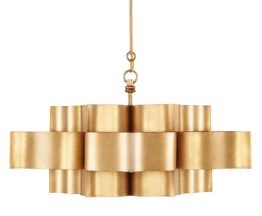 Currey and Company 9494 Six Light Chandelier, Antique Gold Leaf