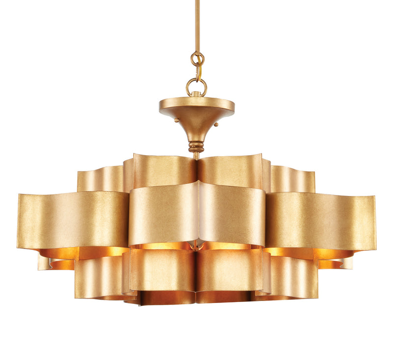 Currey and Company 9494 Six Light Chandelier, Antique Gold Leaf