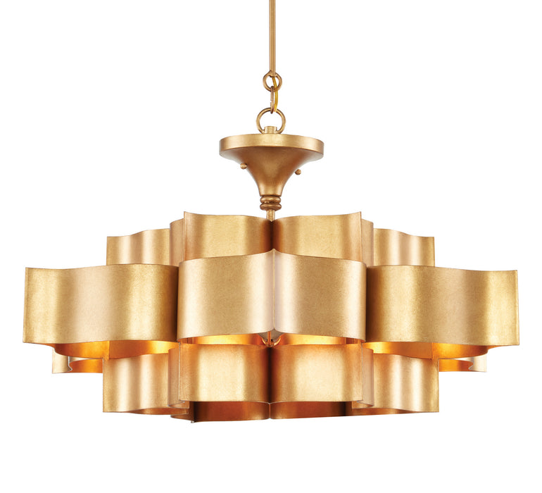 Currey and Company 9494 Six Light Chandelier, Antique Gold Leaf