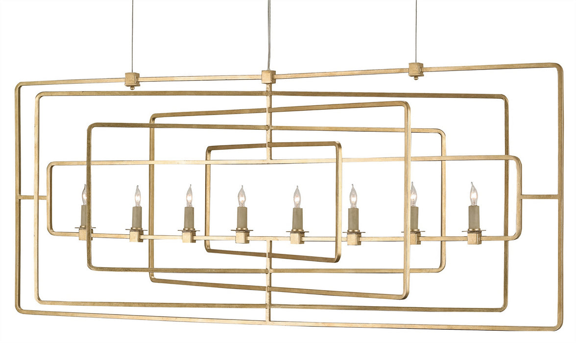 Currey and Company 9542 Eight Light Chandelier, Contemporary Gold Leaf