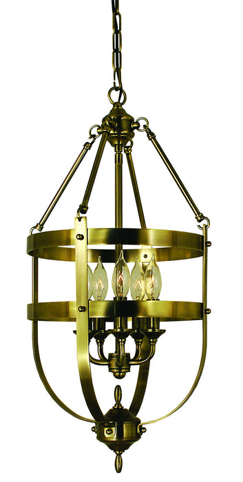 Framburg 1016 AB Five Light Chandelier, Antique Brass