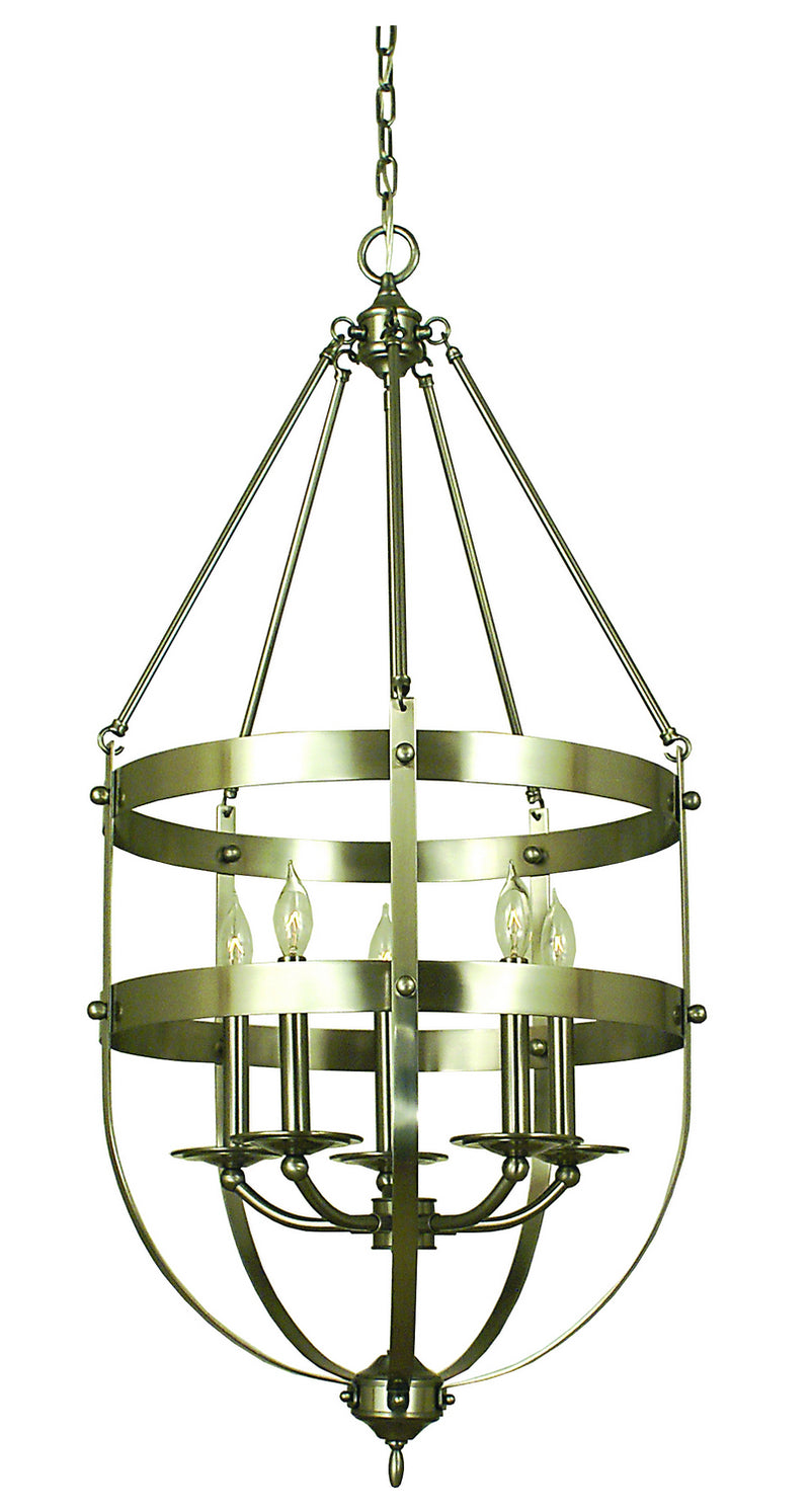 Framburg 1017 BN Five Light Chandelier, Brushed Nickel