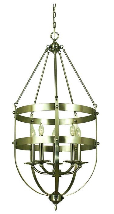 Framburg 1017 BN Five Light Chandelier, Brushed Nickel
