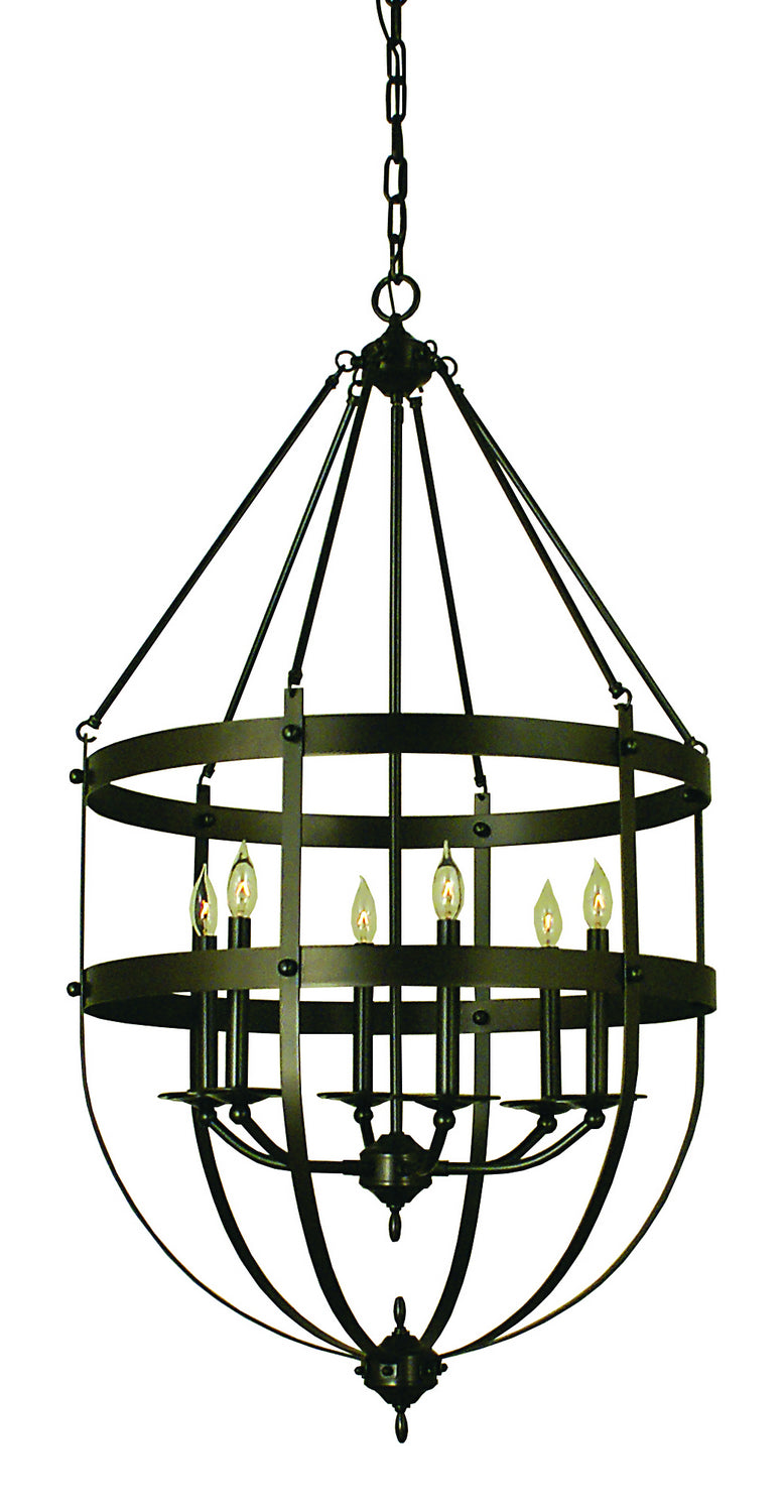 Framburg 1018 MB Six Light Foyer Chandelier, Mahogany Bronze