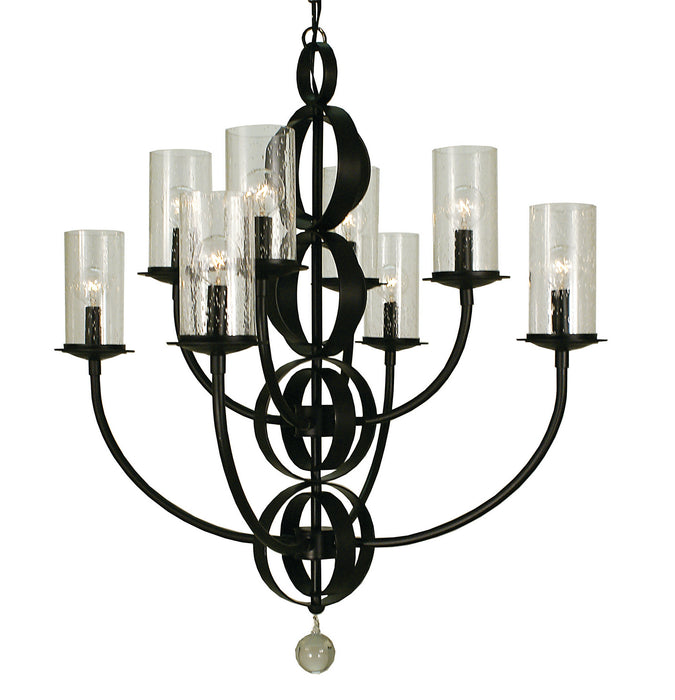 Framburg 1048 MBLACK Eight Light Chandelier, Matte Black