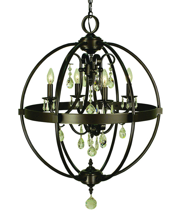 Framburg 1064 MB Four Light Chandelier, Mahogany Bronze