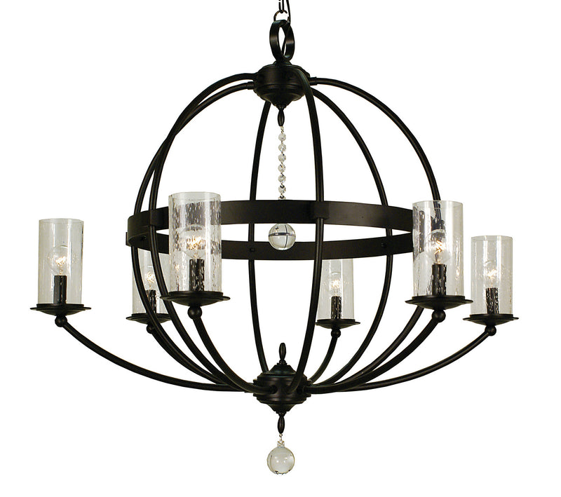 Framburg 1077 MBLACK Six Light Foyer Chandelier, Matte Black