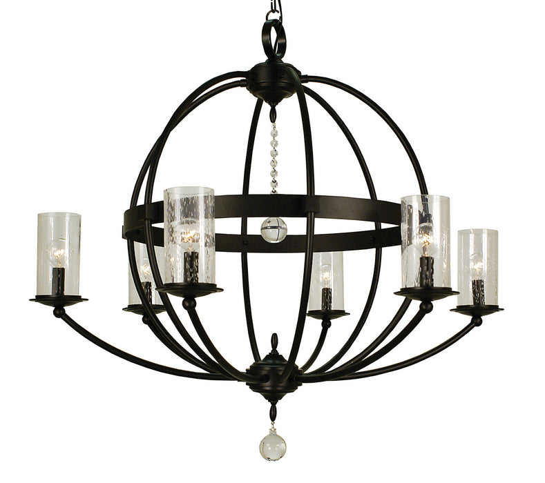 Framburg 1077 MBLACK Six Light Foyer Chandelier, Matte Black