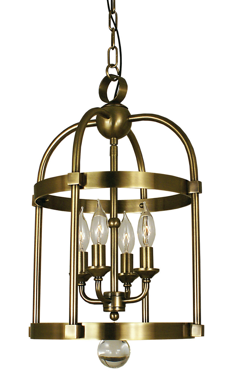 Framburg 1103 AB Four Light Chandelier, Antique Brass