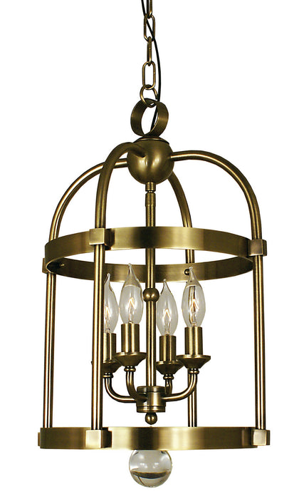 Framburg 1103 AB Four Light Chandelier, Antique Brass